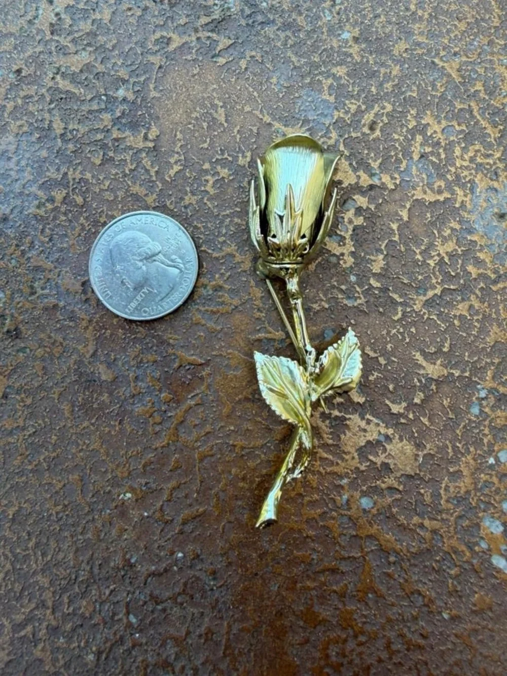 Vintage Estate Rose Pin Brooch Giovanni Gold Tone Costume Fashion Signed 3